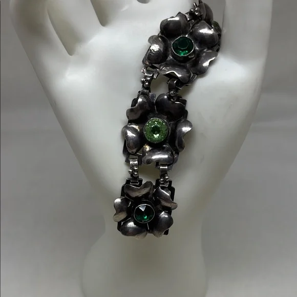 Gorgeous Hobe sterling silver floral bracelet.